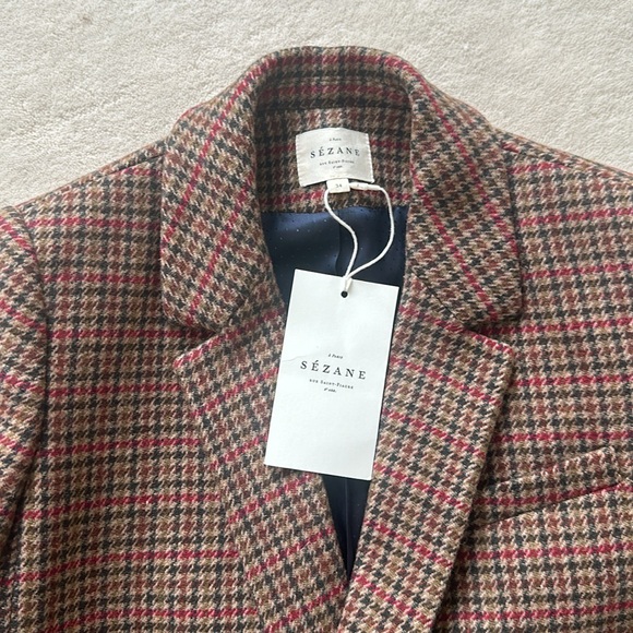 Sezane Christie Jacket Blazer in Houndstooth 34 or 2 NWT - Picture 3 of 5
